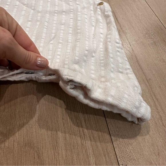 H&M Linen-blend Bib Overalls Cream Ivory striped 4/6m - Picture 5 of 8